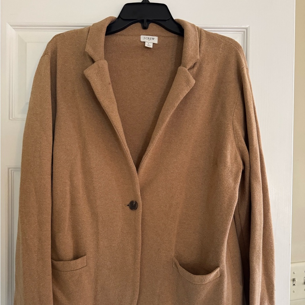 J. Crew Camel Brown Schoolboy Single-Button Knit Blazer